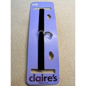Claire's Black Velvet Choker Necklace with Crescent Moon Rhinestone Charm NWT